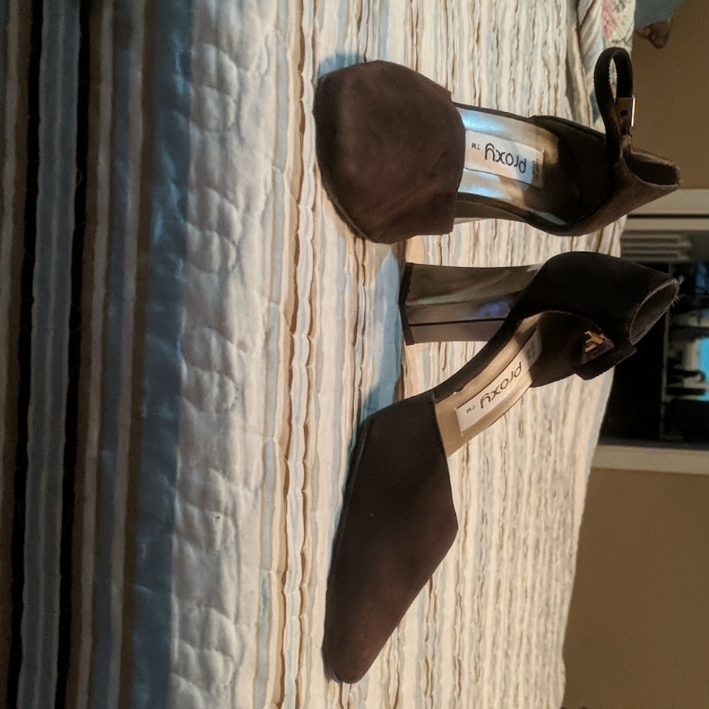 Proxy Brown Suede and gold heal. 3' heel